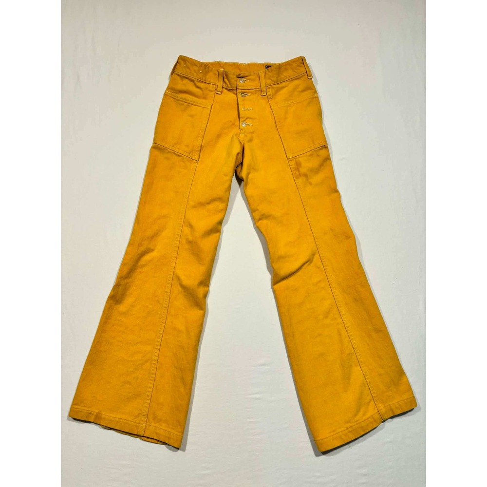 Vintage Chess King Mustard Yellow Bell Bottom Flare Pants Button Fly‎ 27x28.5